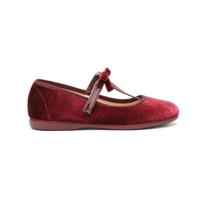 Childrenchic Katie Burgundy Mary Jane Velvet Shoes - Don't Panic Shoes