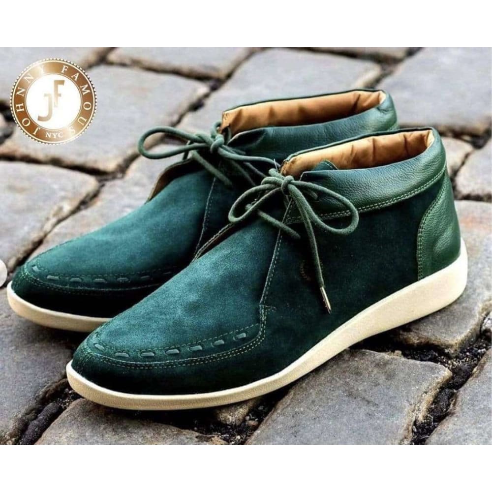 Emerald Green Suede & Leather High Tops for Men - Don't Panic Shoes