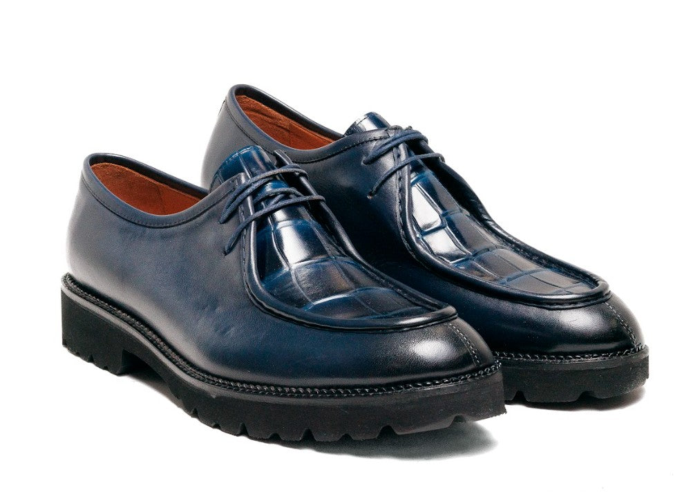 C&E Fashions C Collection Calfskin Lace Up Shoe - Blue – product view 2