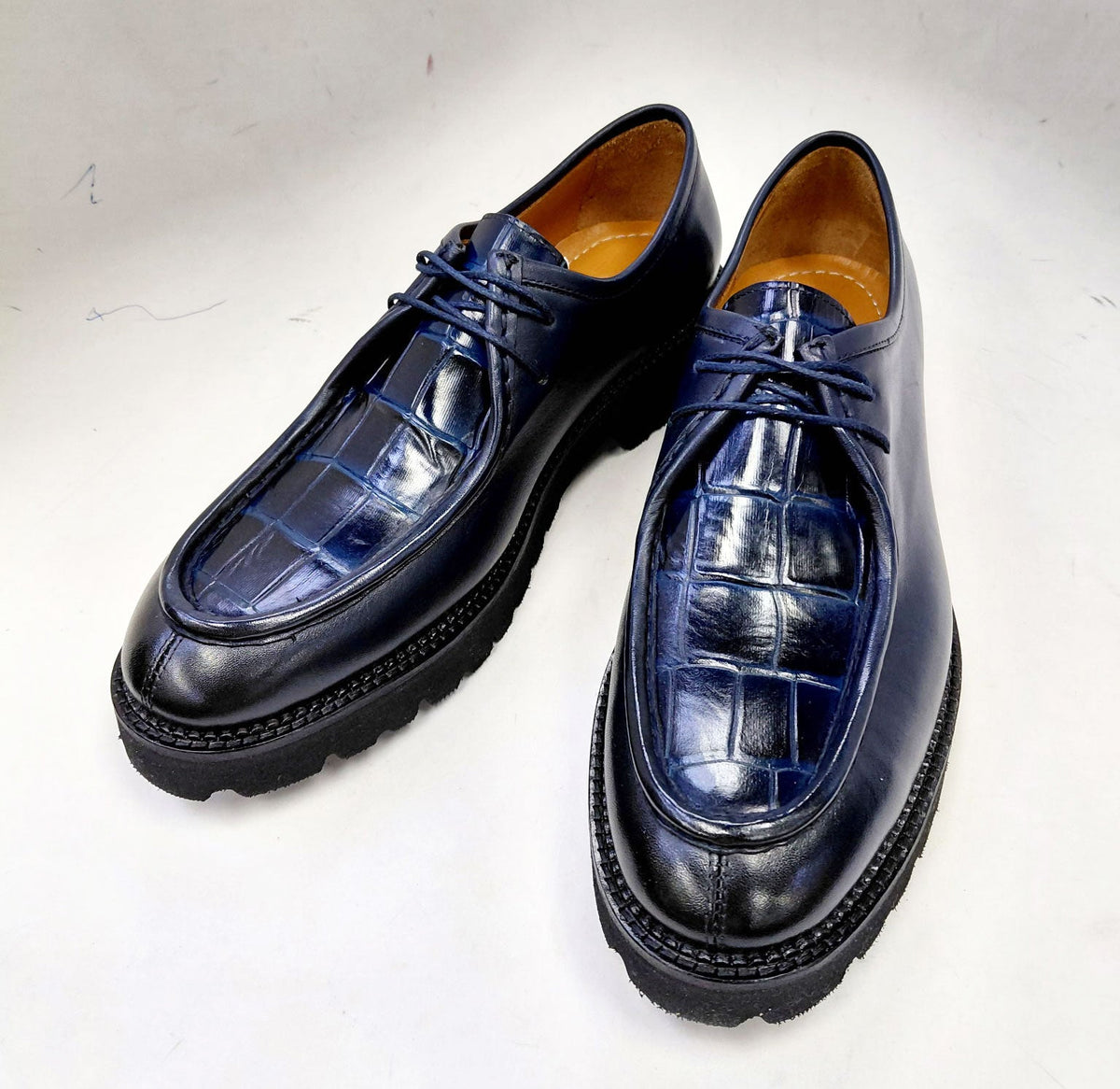 C&E Fashions C Collection Calfskin Lace Up Shoe - Blue – product view 1