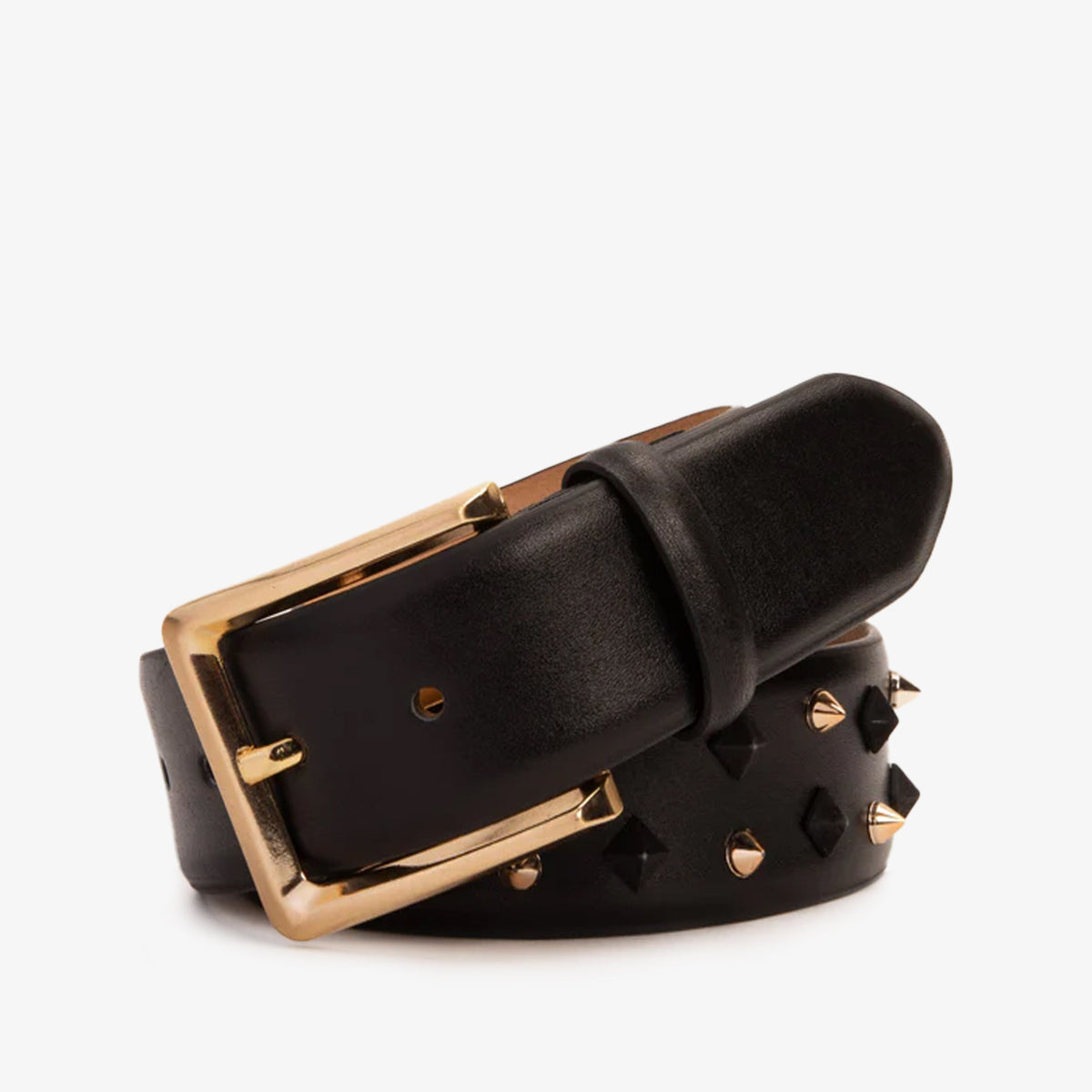 Vinci Leather The Infanta Black Spike Leather Belt – product view 1