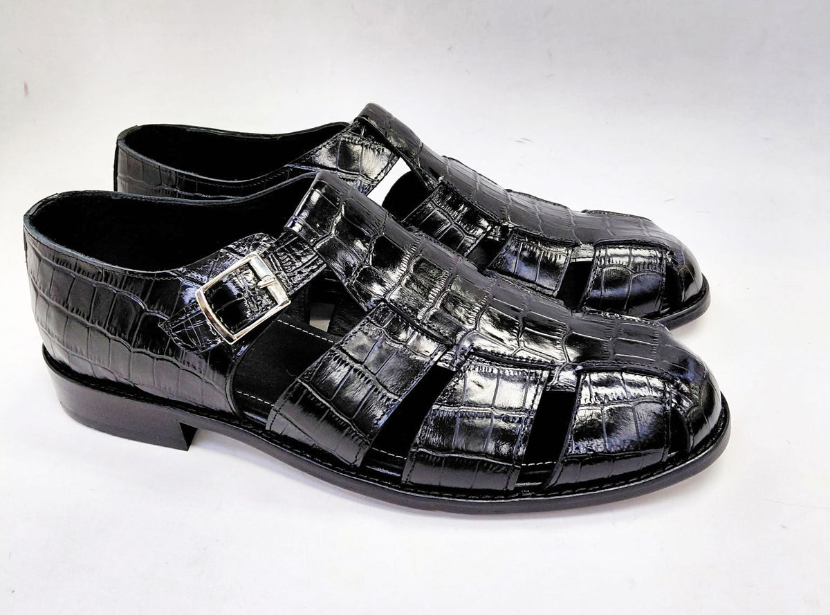 C Collection Crocodile Sandal - Black