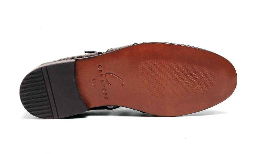 C&E Fashions C Collection Crocodile Sandal - Black – product view 3