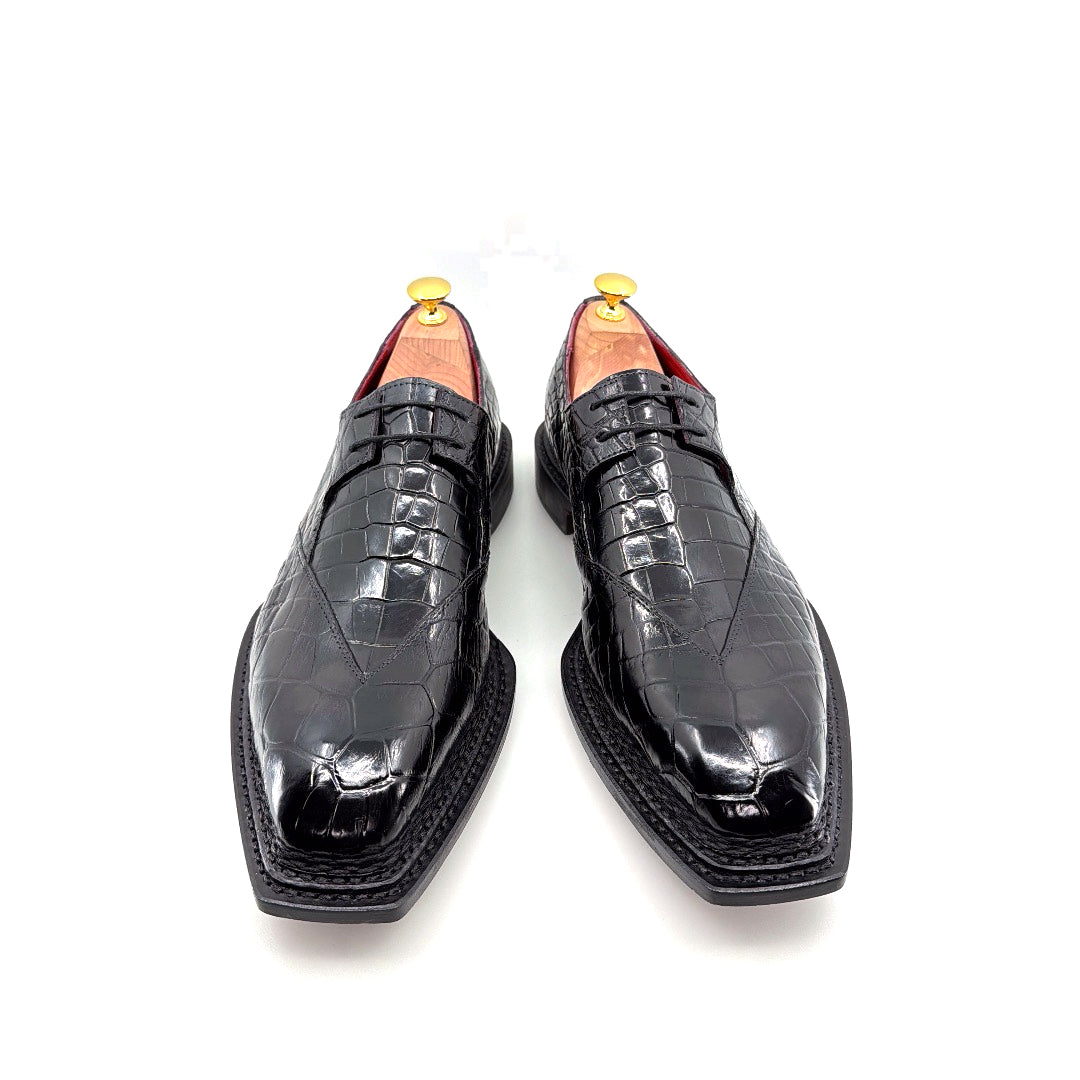 C&E Fashions Maurice Legend Custom Made Alligator Lace-Up Shoe - Black – product view 1