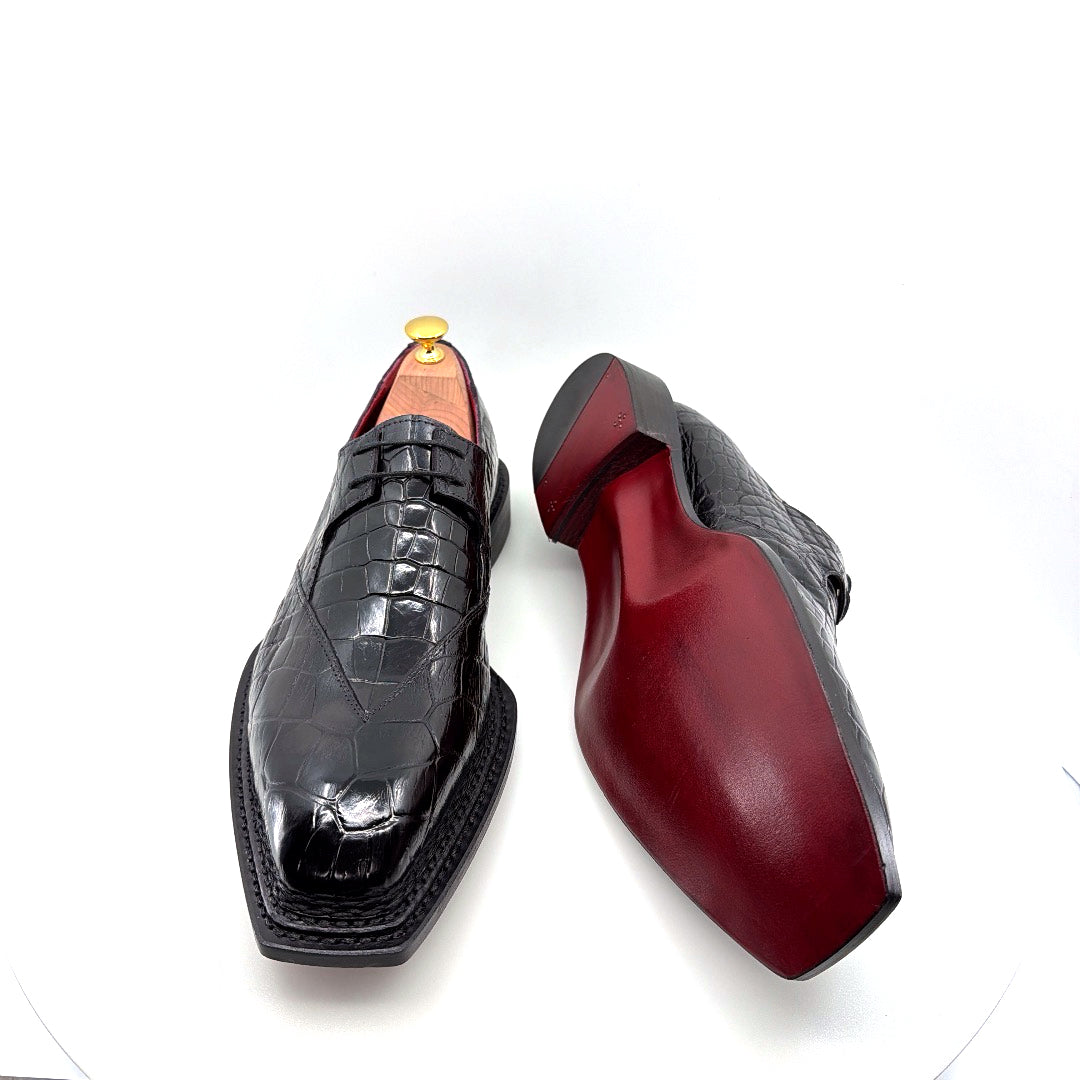 C&E Fashions Maurice Legend Custom Made Alligator Lace-Up Shoe - Black – product view 7