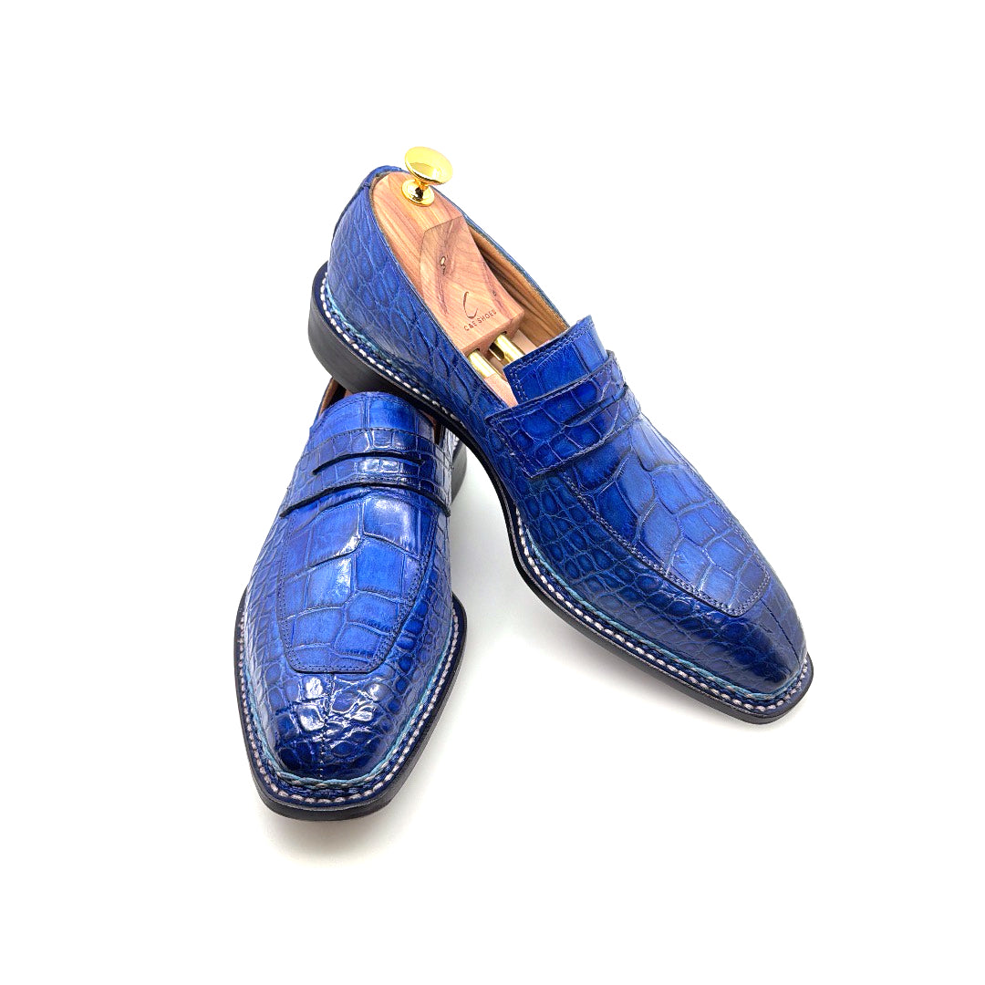 C&E Fashions Maurice Carolina Custom Made Alligator Loafer - Cobalt Blue – product view 5