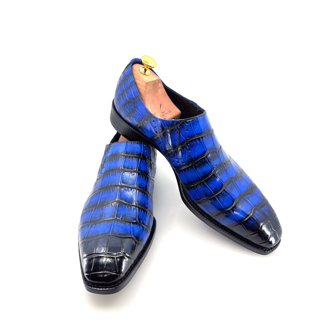 C&E Fashions Maurice Seattle Alligator Shoe Blue – product view 4