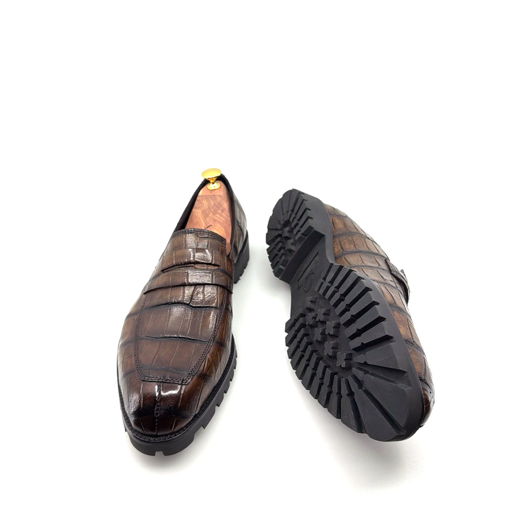 C&E Fashions Maurice Carolina Custom Made Alligator Loafer - Brown – product view 7