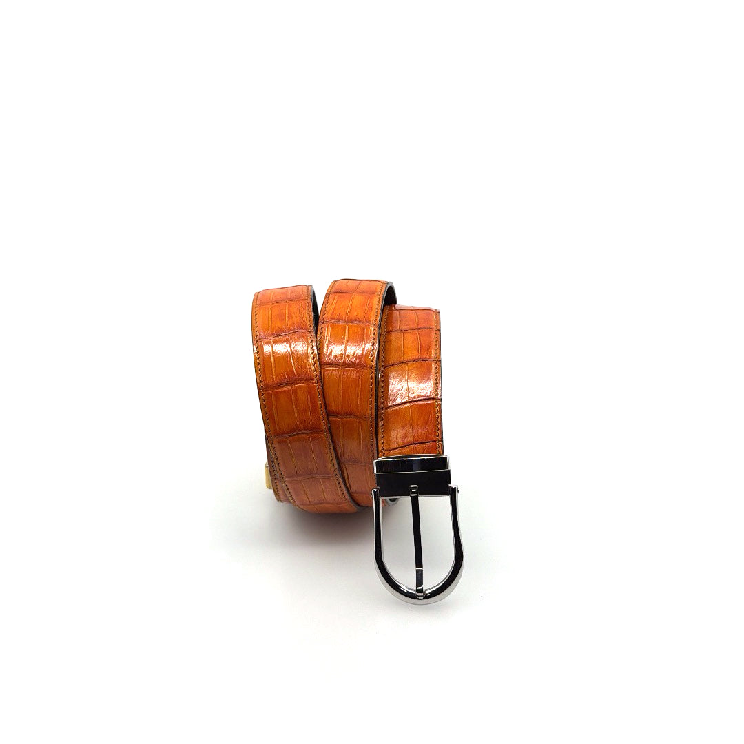 Maurice Custom Alligator Belt - Tangerine