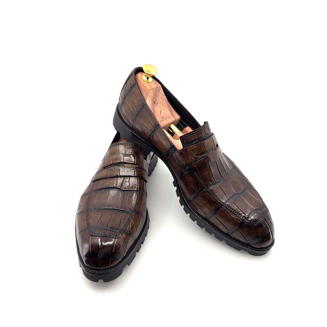 C&E Fashions Maurice Carolina Custom Made Alligator Loafer - Brown – product view 4