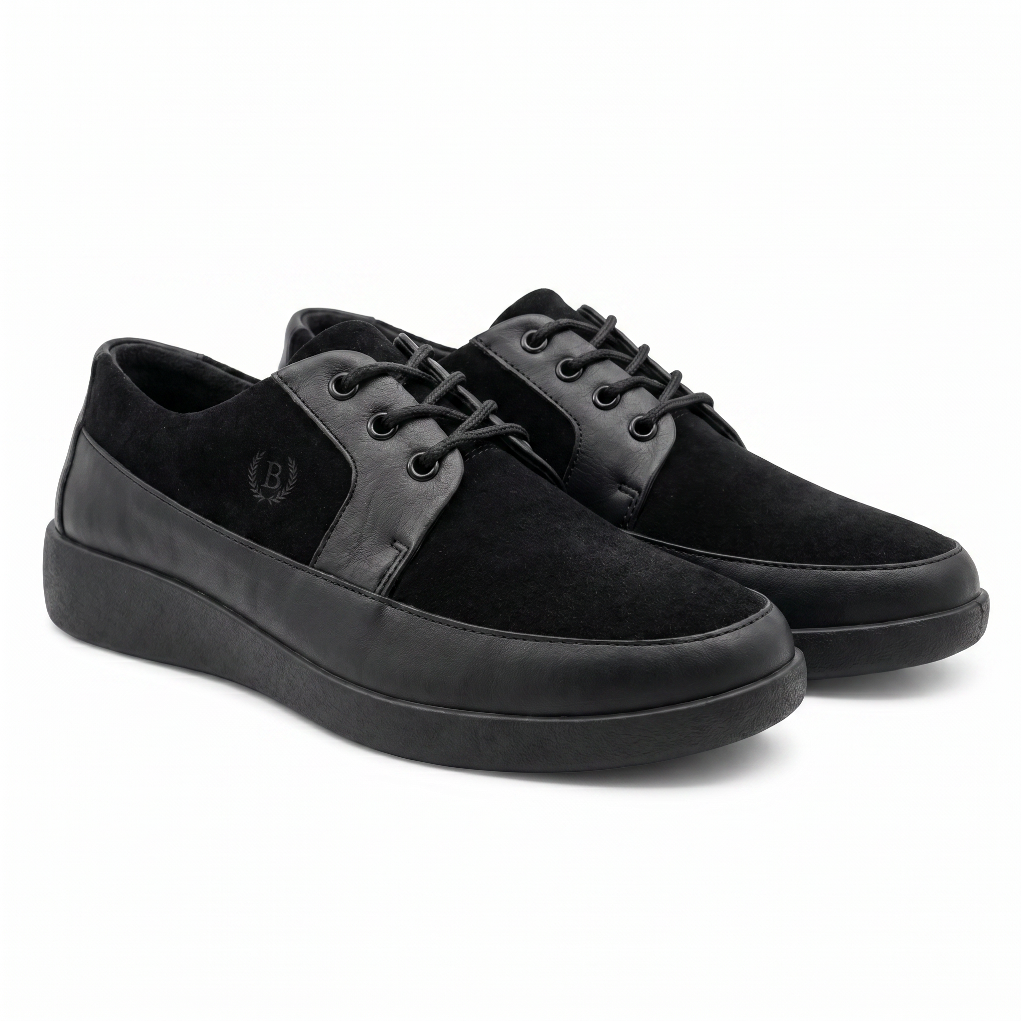 Johnny Famous Bally Style Park West Men's Black Leather and Suede Low Top Sneakers