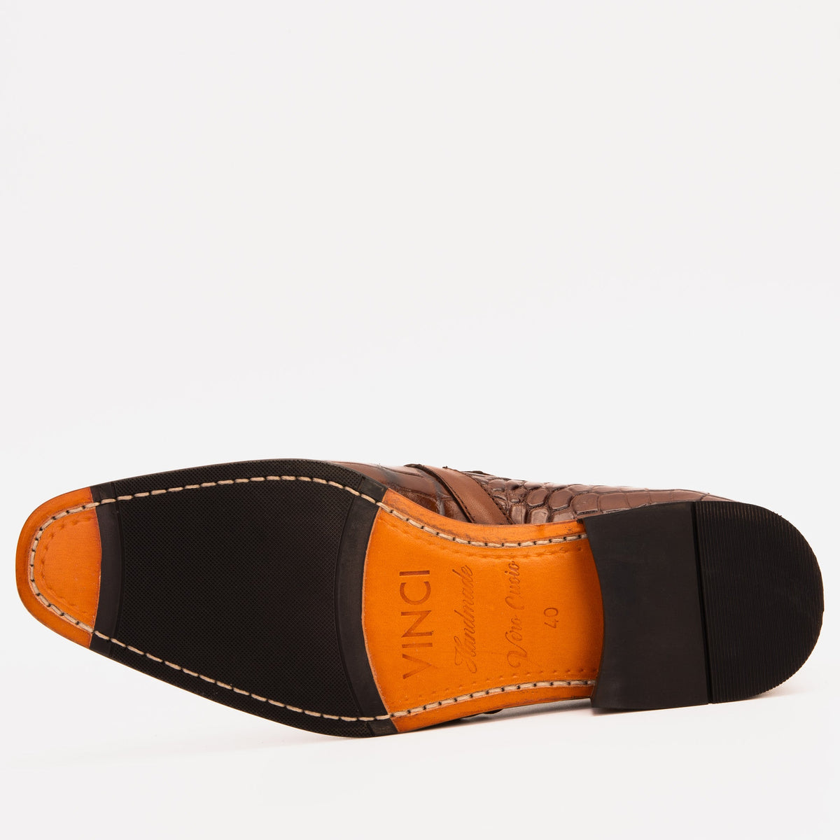 Vinci Leather The Strat Single Monk Strap Cap Toe Brown Leather Handmade Men Shoe – product view 6