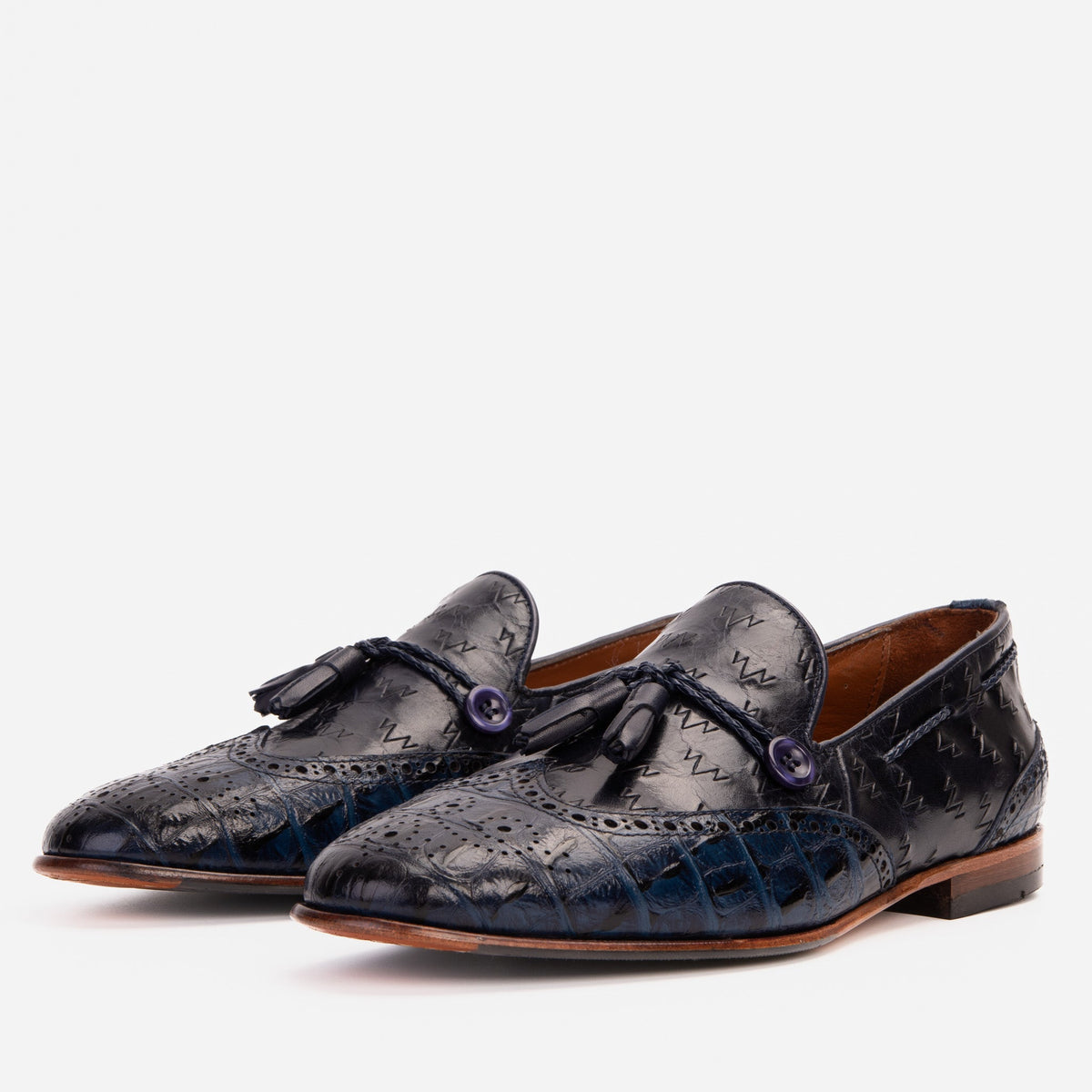 Vinci Leather The Istanbul Navy Blue Leather Tassel Loafer Men Shoe – product view 2
