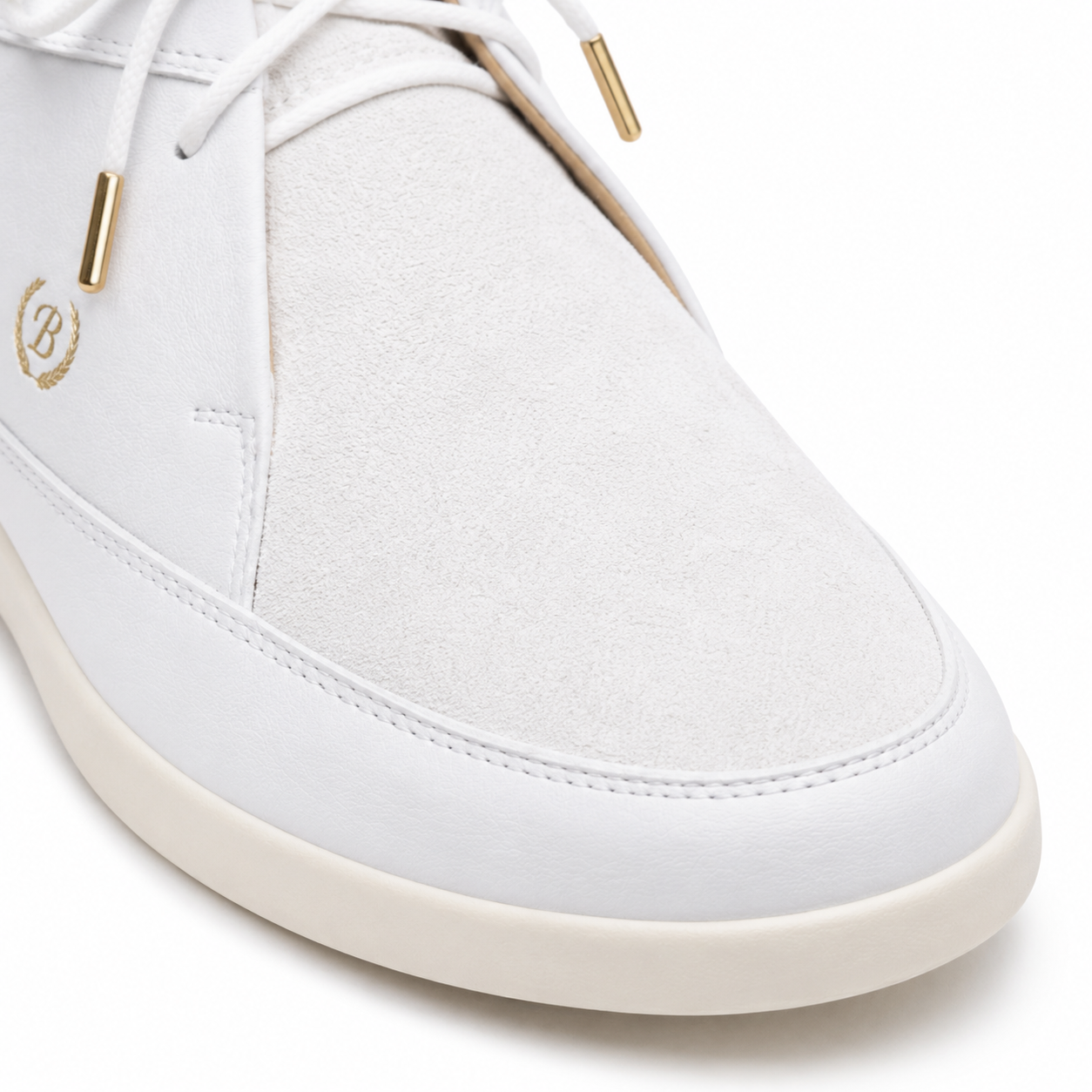 Johnny Famous Central Park Men's White Nappa Leather & Suede High-Top Sneakers | Retro Bally-Inspired