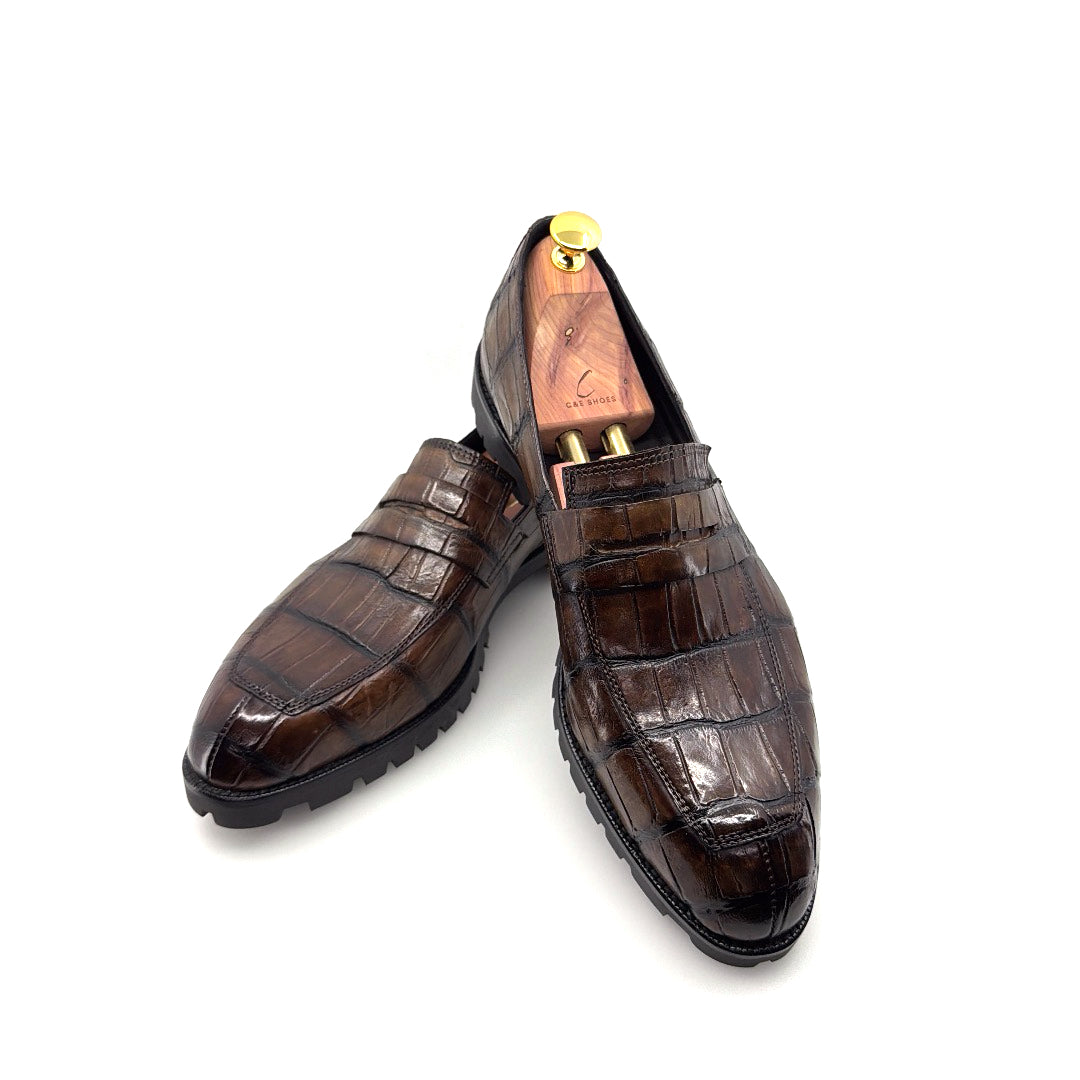 C&E Fashions Maurice Carolina Custom Made Alligator Loafer - Brown – product view 5