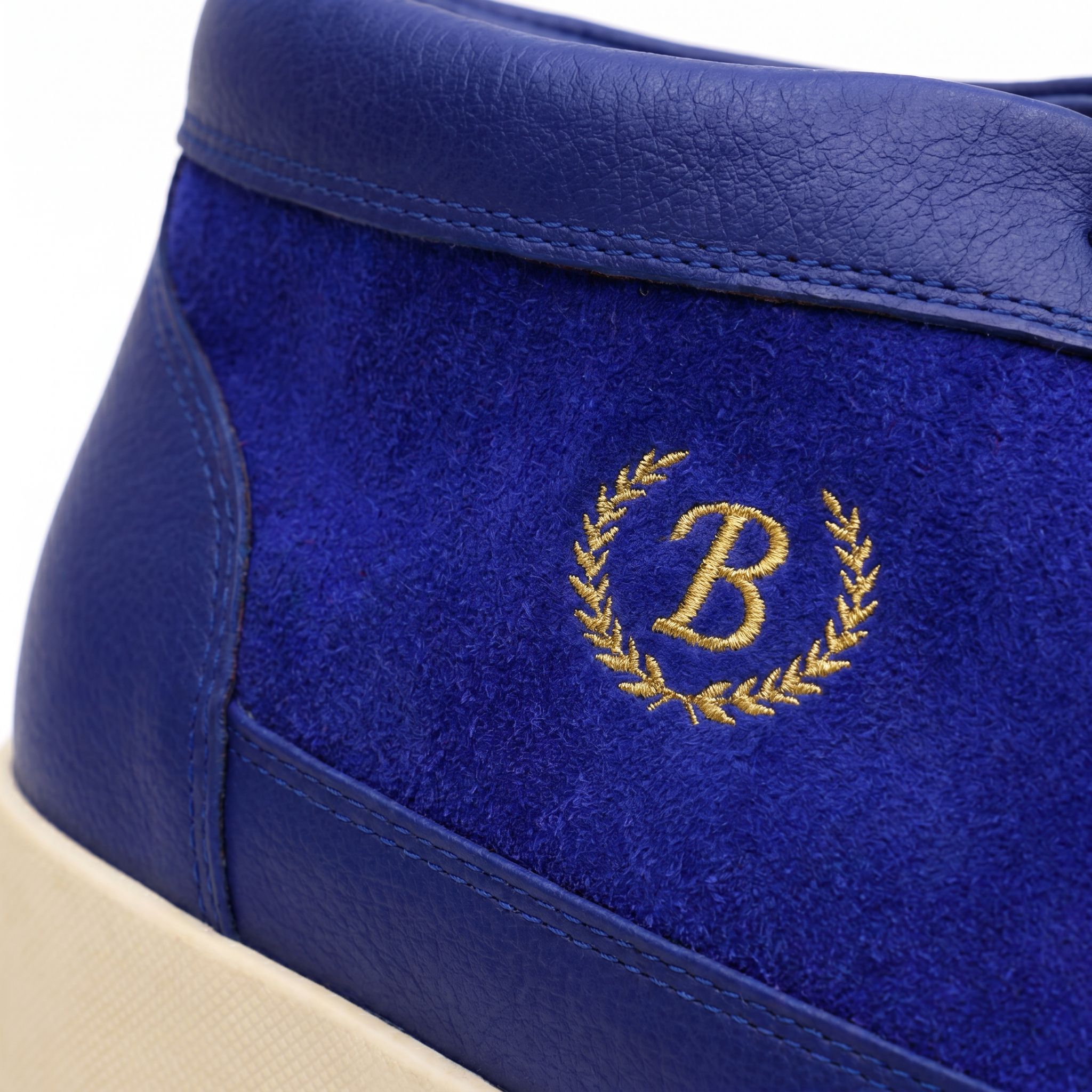 Johnny Famous Bally Style Central Park Men's Navy Blue Nappa Leather and Suede High Top Sneakers