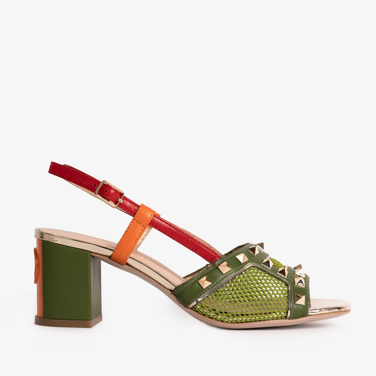 Vinci Leather The Linea Green Leather Women Slingback Sandal – product view 1