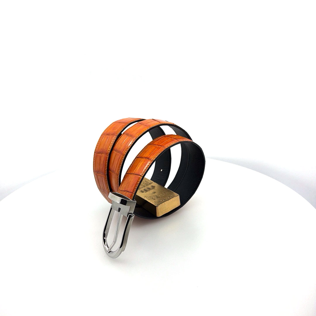 Maurice Custom Alligator Belt - Tangerine