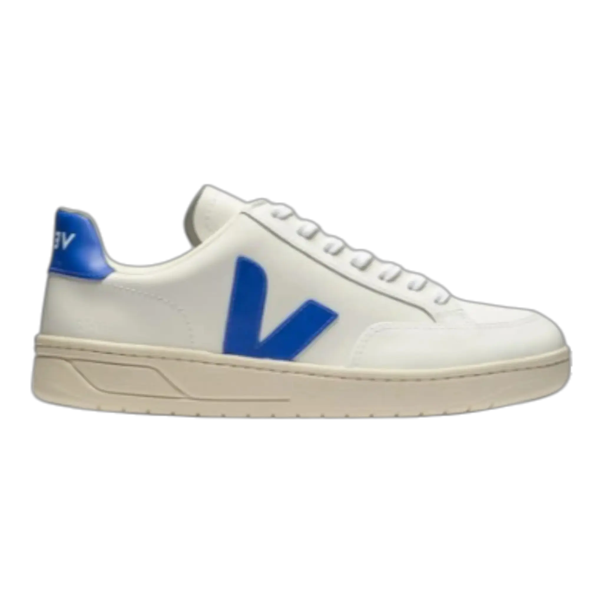 Veja V-12 Women's Sneakers — White/Paros Blue Leather Low-Top