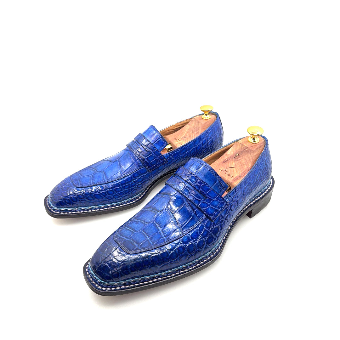 C&E Fashions Maurice Carolina Custom Made Alligator Loafer - Cobalt Blue – product view 3
