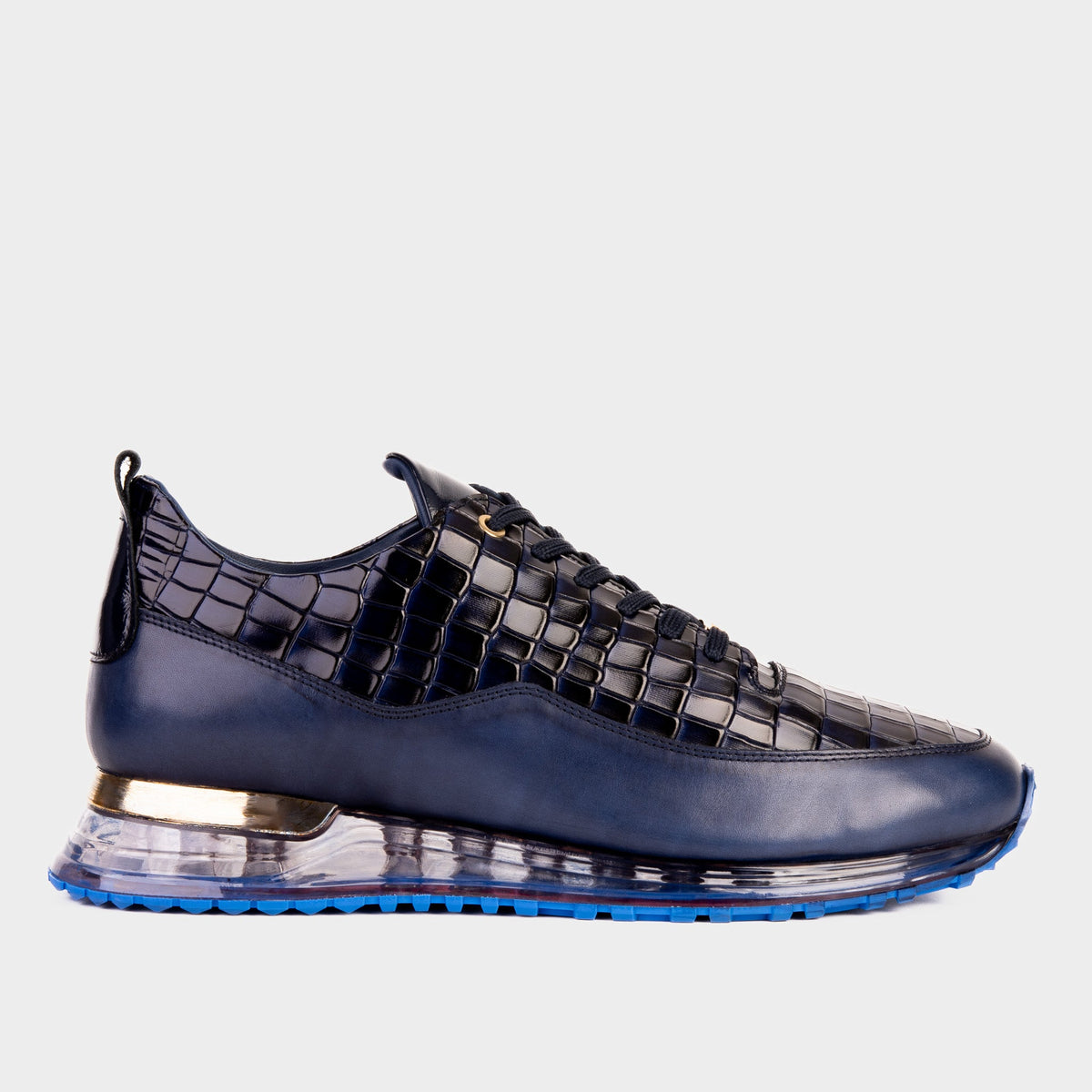 Vinci Leather The Marseille Navy Blue Leather Men Sneaker – product view 1