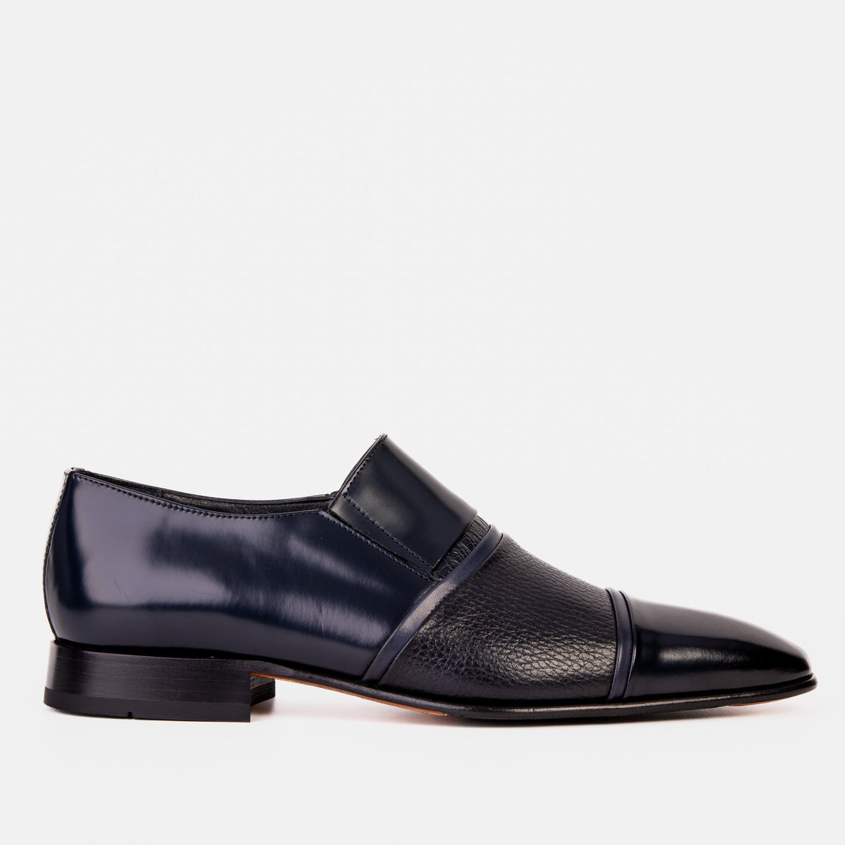 Vinci Leather The Everest Navy Leather Cap Toe Dress Loafer Men Shoe – product view 1