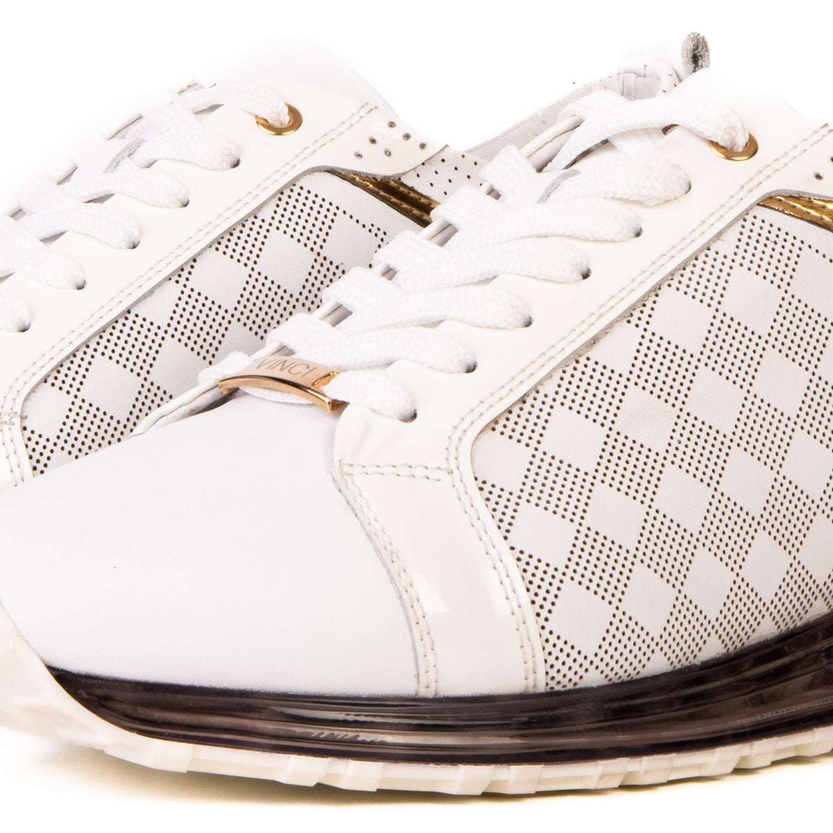 Vinci Leather The Cenova White & Gold Leather Men Sneaker – product view 7