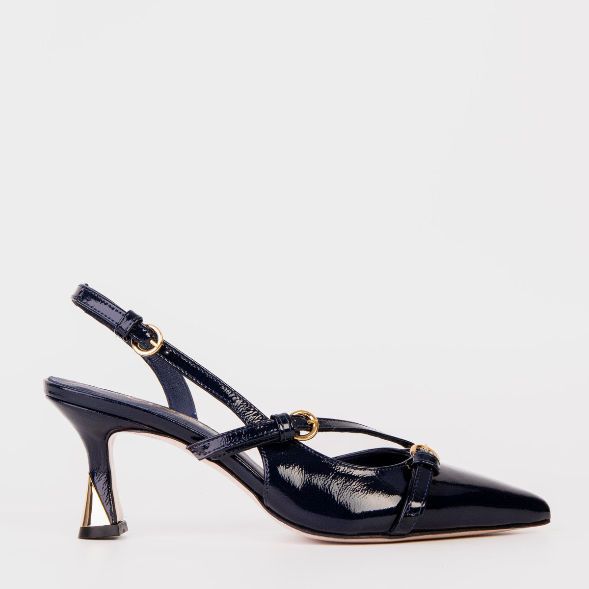 Vinci Leather The Atlantic Navy Blue Leather Slingback Women Sandal – product view 1