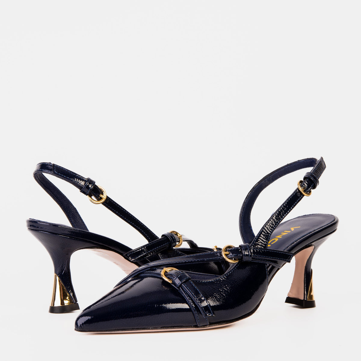 Vinci Leather The Atlantic Navy Blue Leather Slingback Women Sandal – product view 5