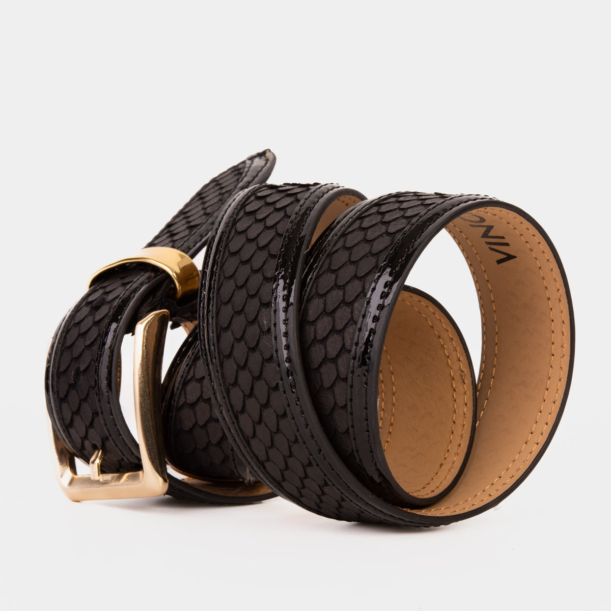 Vinci Leather The Monarch Black Leather Belt – product view 3