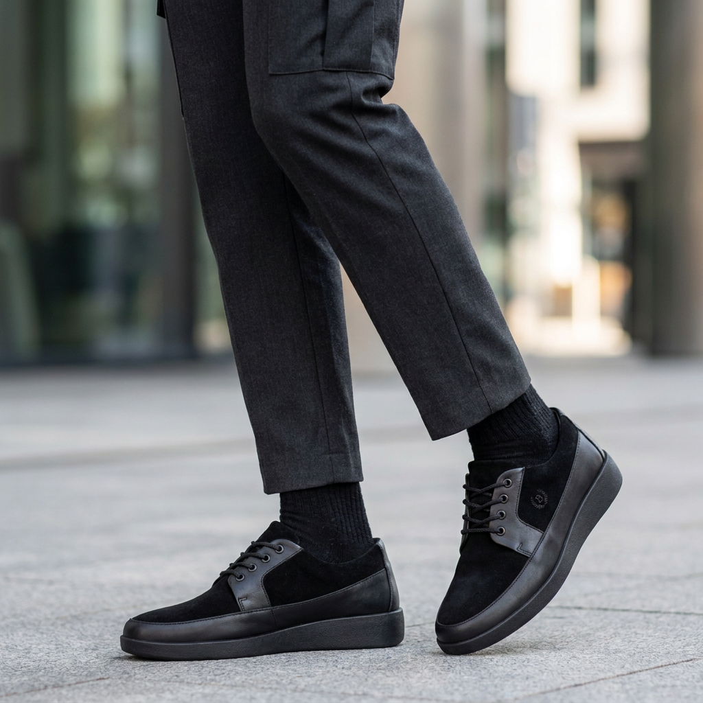 Johnny Famous Bally Style Park West Men's Black Leather and Suede Low Top Sneakers
