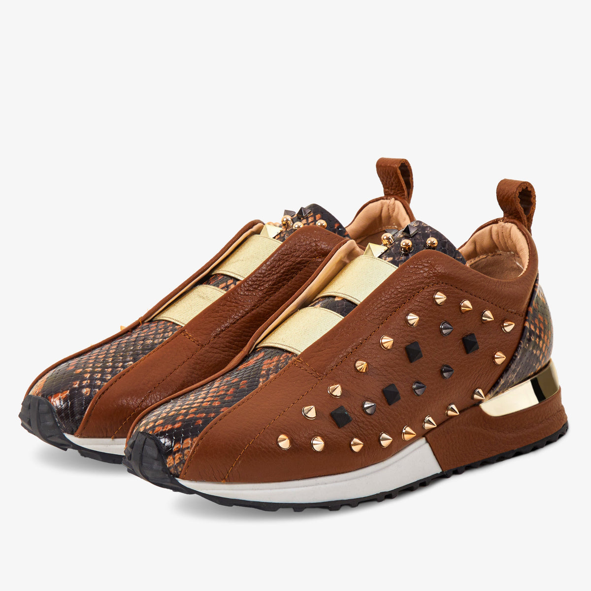 Vinci Leather The Infanta Tan Spike Leather Women Sneaker Limited Edition – product view 2