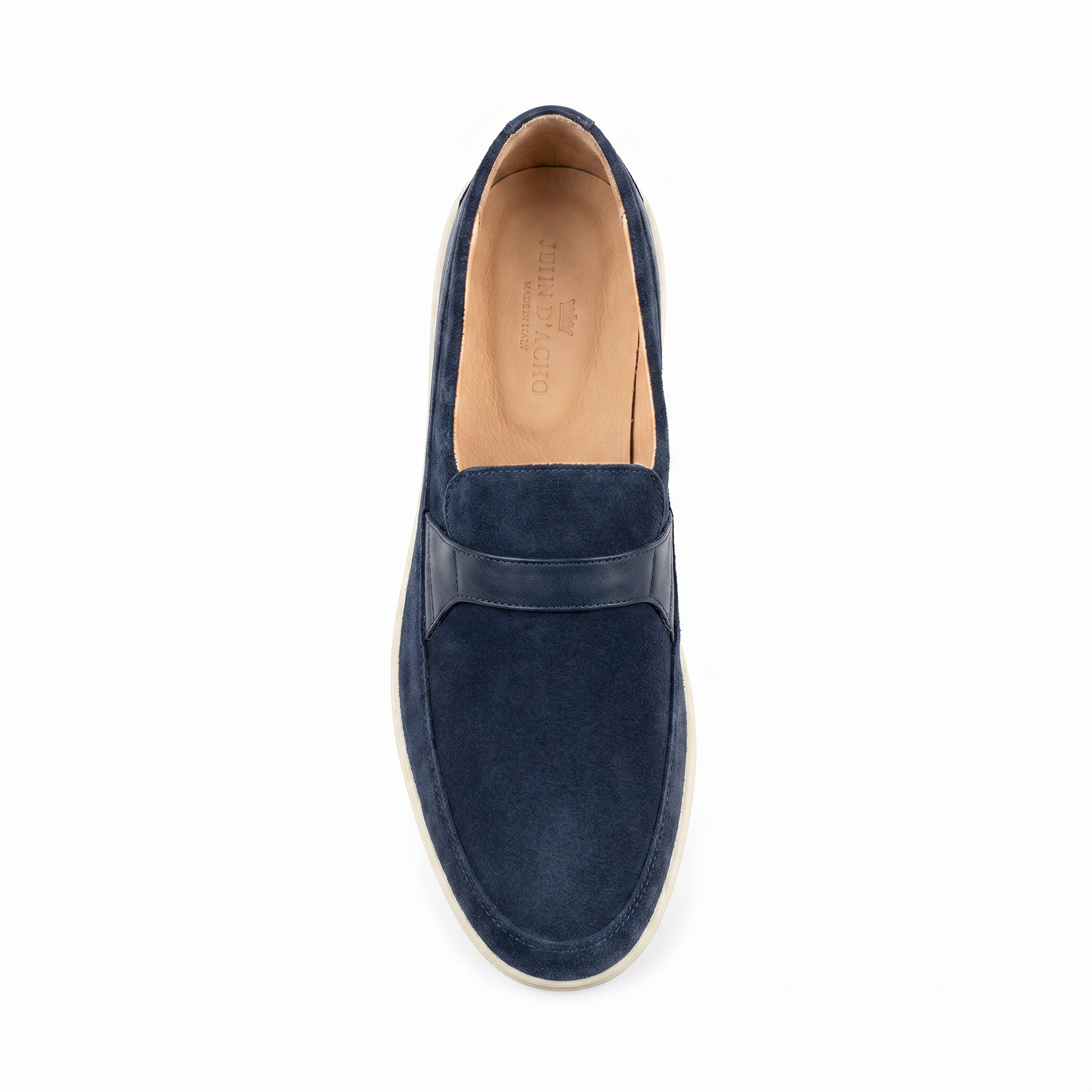 Johnny Famous Bally Style Tribeca Men’s Navy Blue Leather and Suede Slip Ons