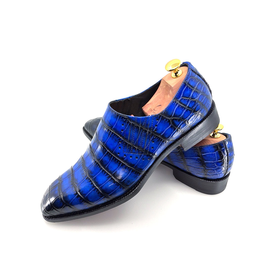 C&E Fashions Maurice Seattle Alligator Shoe Blue – product view 6