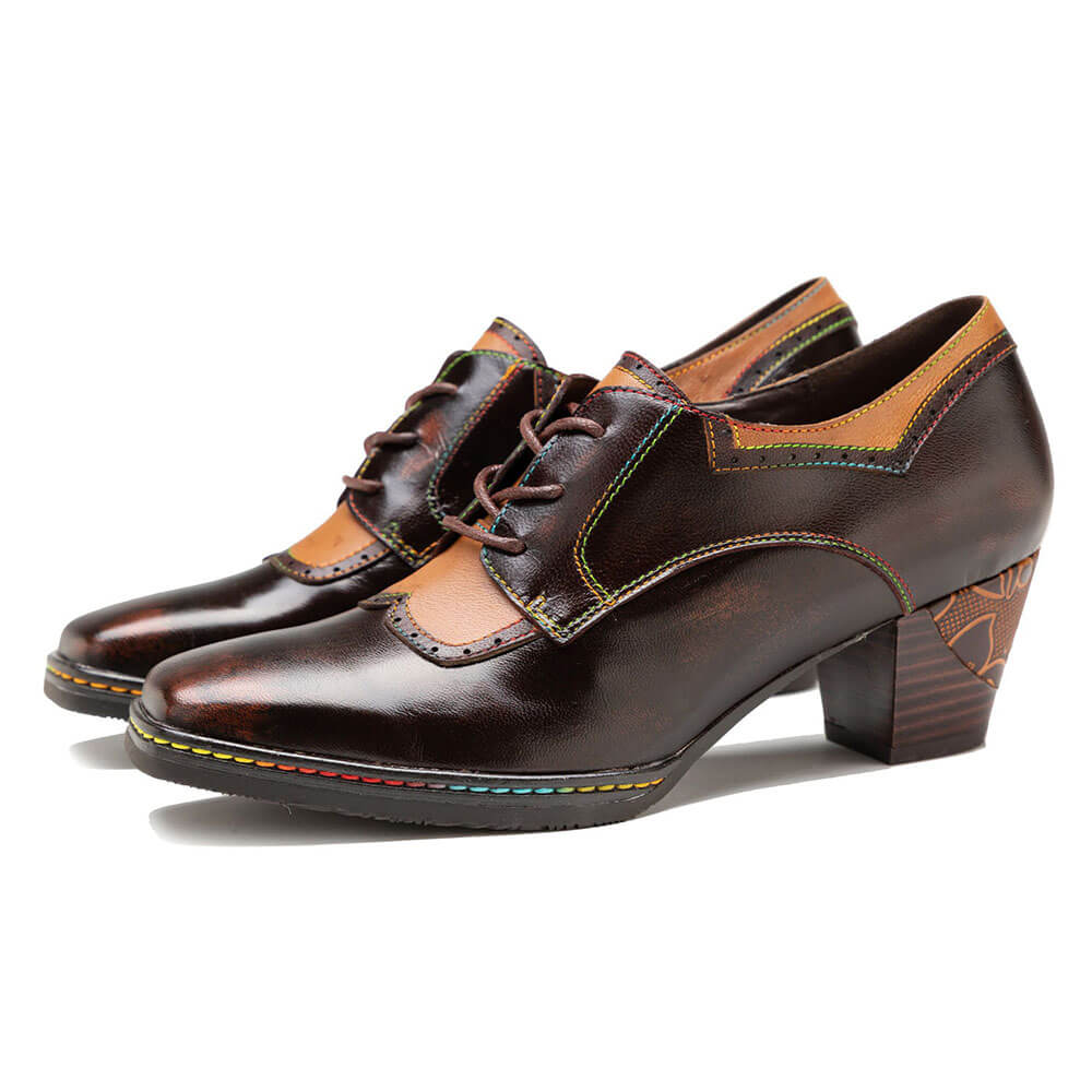 Vintage Elegant Square Toe Leather Shoes – product view 1