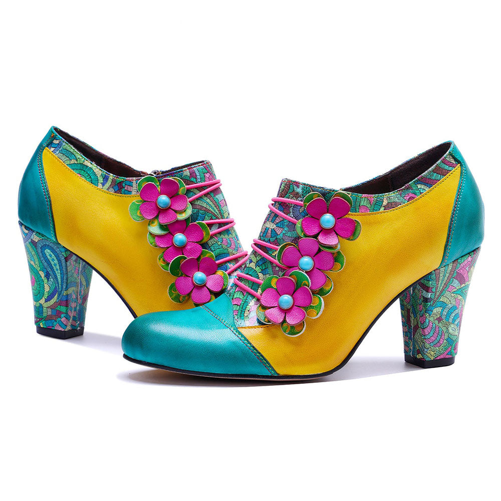 Colorstepshoes Vintage Handmade Bohemian Graffiti Pumps