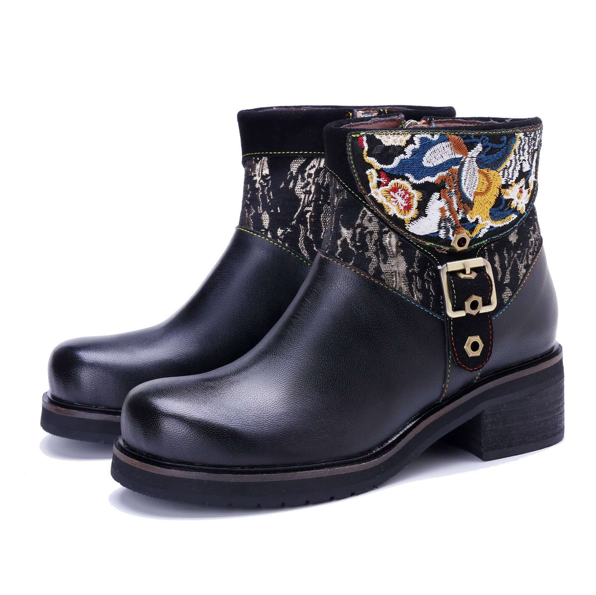 Coloestepshoes Embroidered Elegance Ankle Boots – product view 1