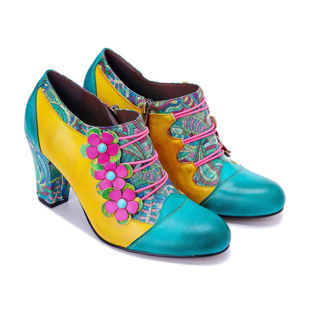 Colorstepshoes Vintage Handmade Bohemian Graffiti Pumps