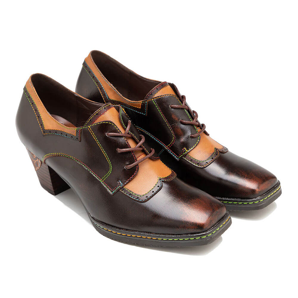 Vintage Elegant Square Toe Leather Shoes – product view 8