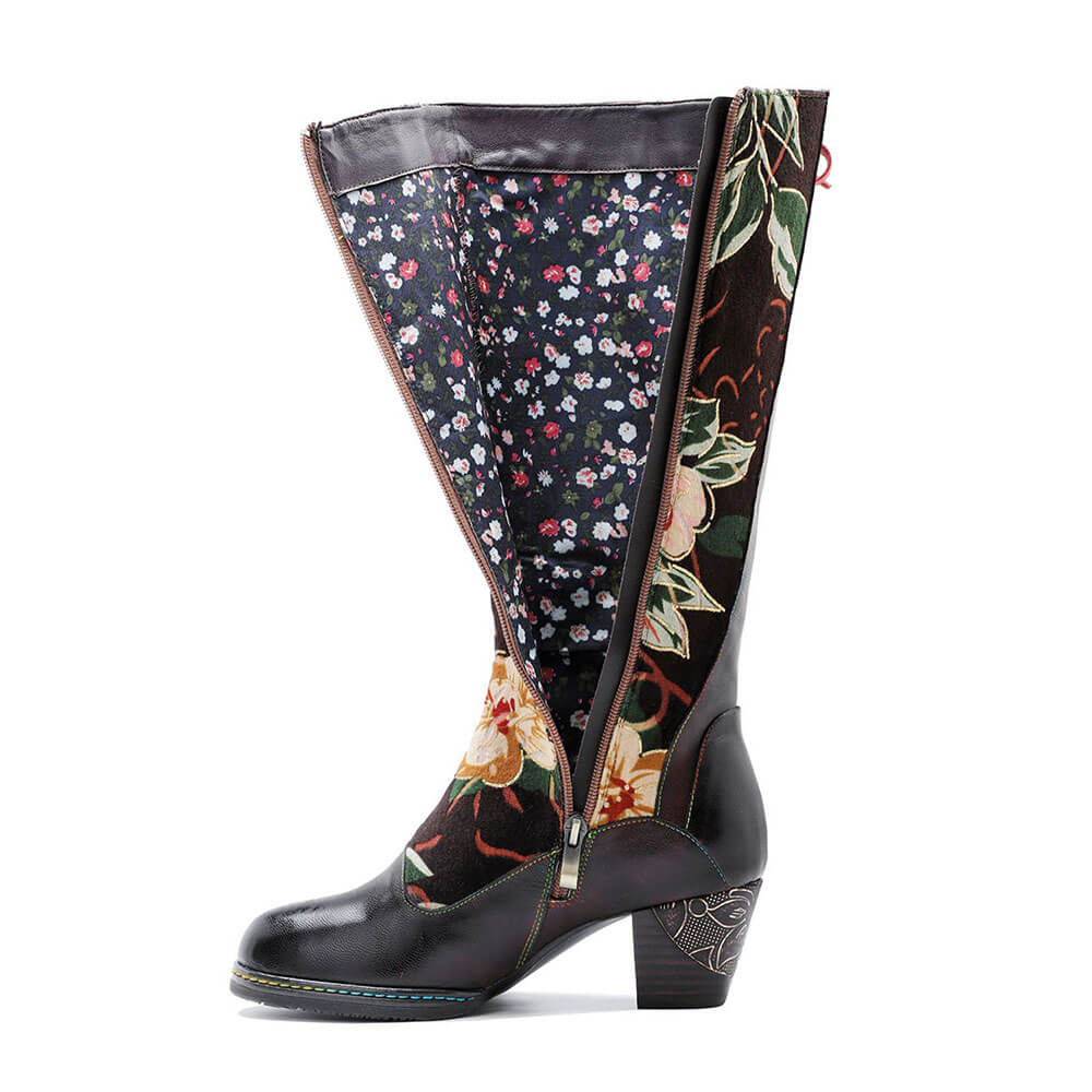 Leather Handmade Embossed Adjustable Boots – product view 11