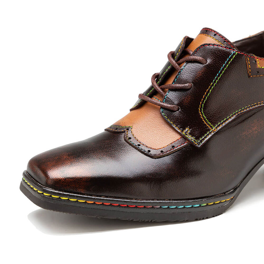 Vintage Elegant Square Toe Leather Shoes – product view 14
