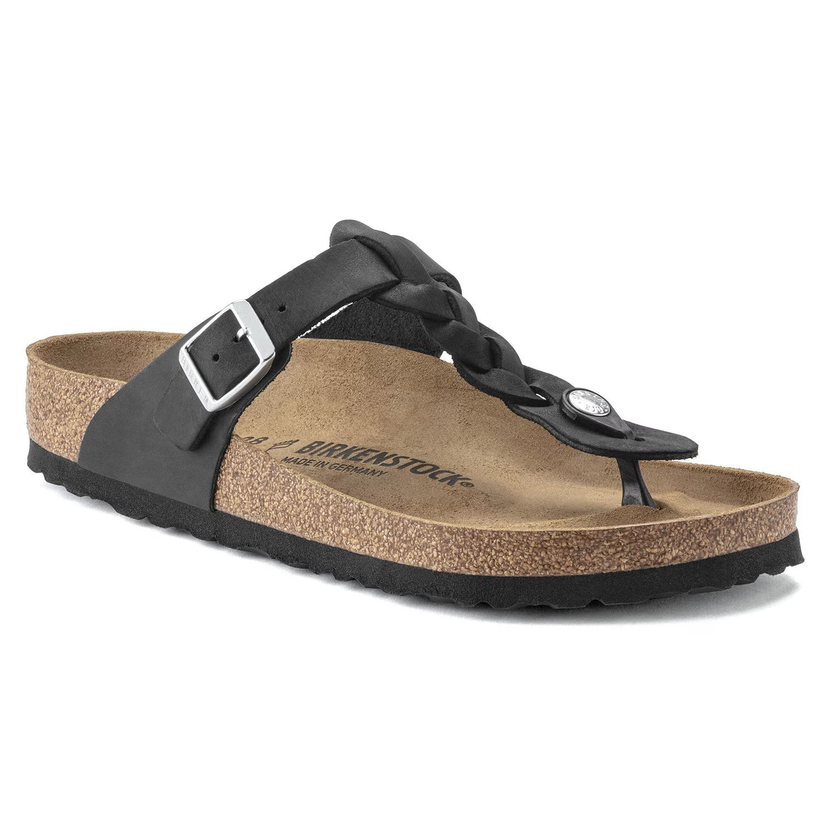 Birkenstock Gizeh Braided Oiled Leather Womens Sandals — Black