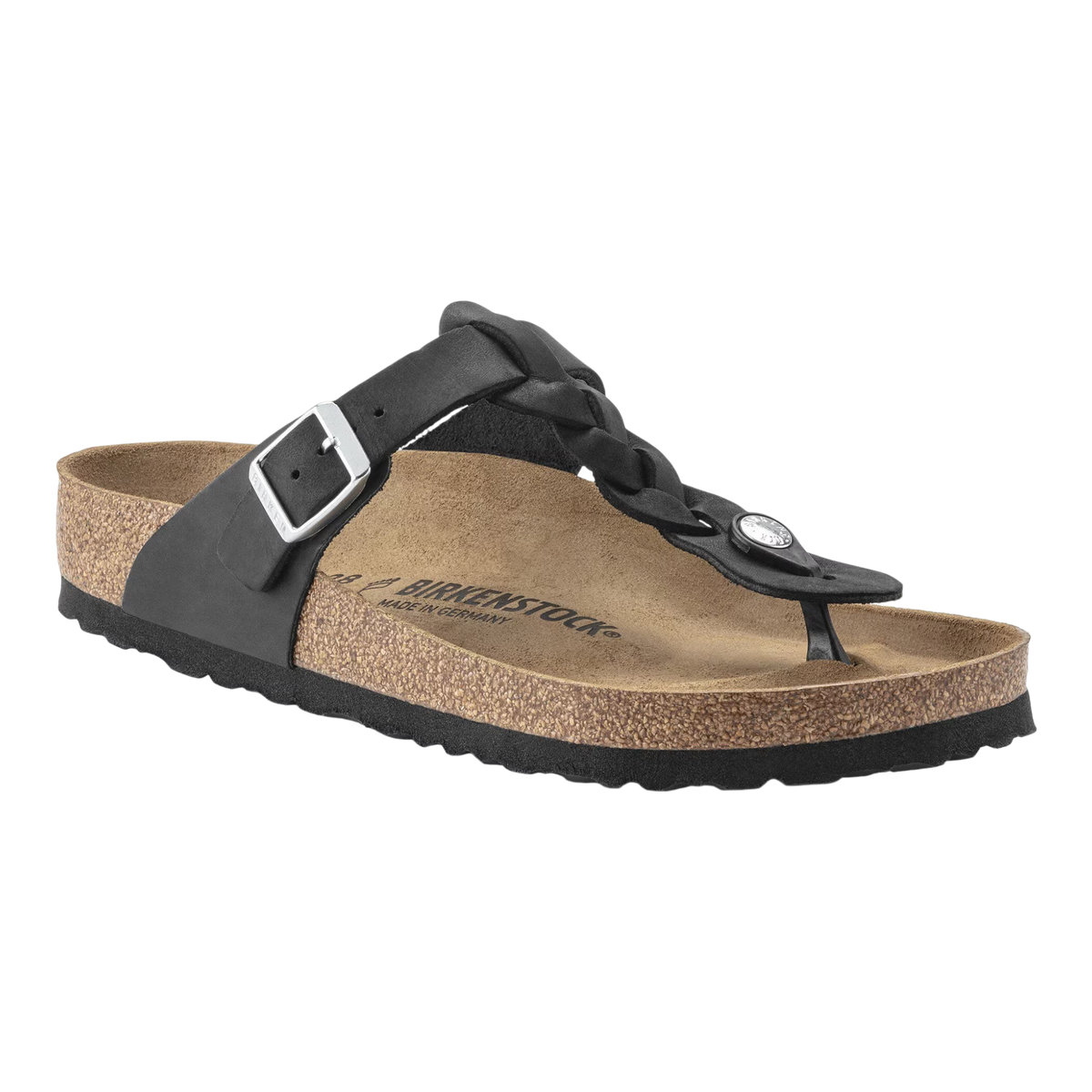 Birkenstock Gizeh Braided Oiled Leather Womens Sandals β Black