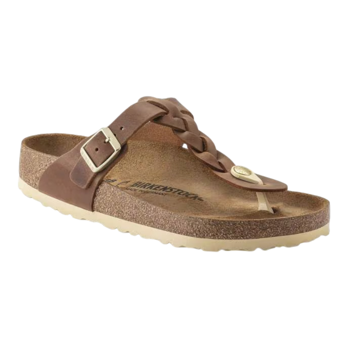 Birkenstock Gizeh Braided Oiled Leather Womens Sandals β Cognac