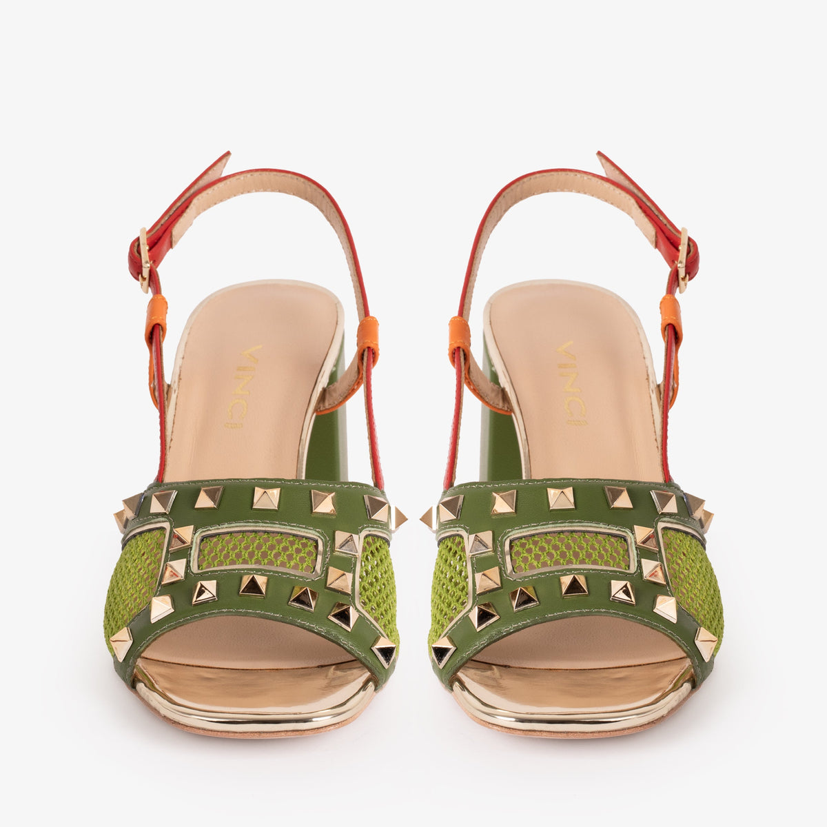 Vinci Leather The Linea Green Leather Women Slingback Sandal – product view 4