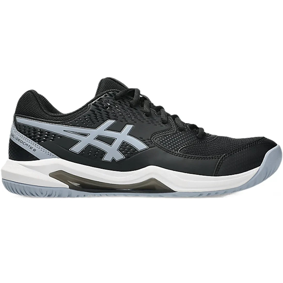 ASICS GEL-DEDICATE 8 Mens Tennis Shoes — Black/Grey Blue