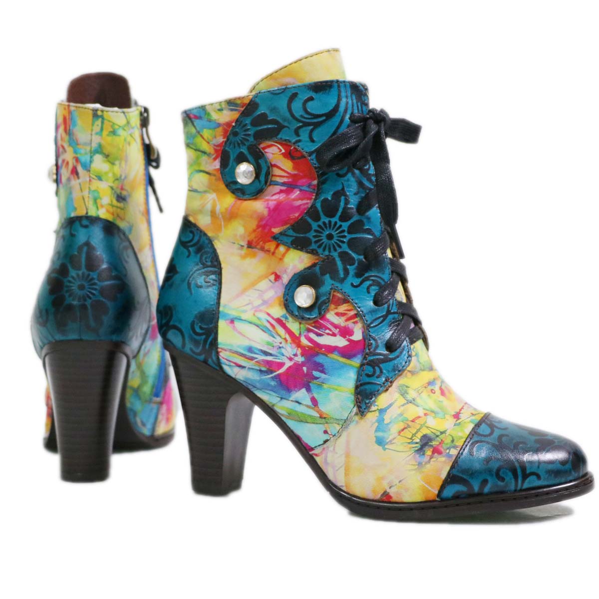 Retro Hand painted Leather Boots – product view 3