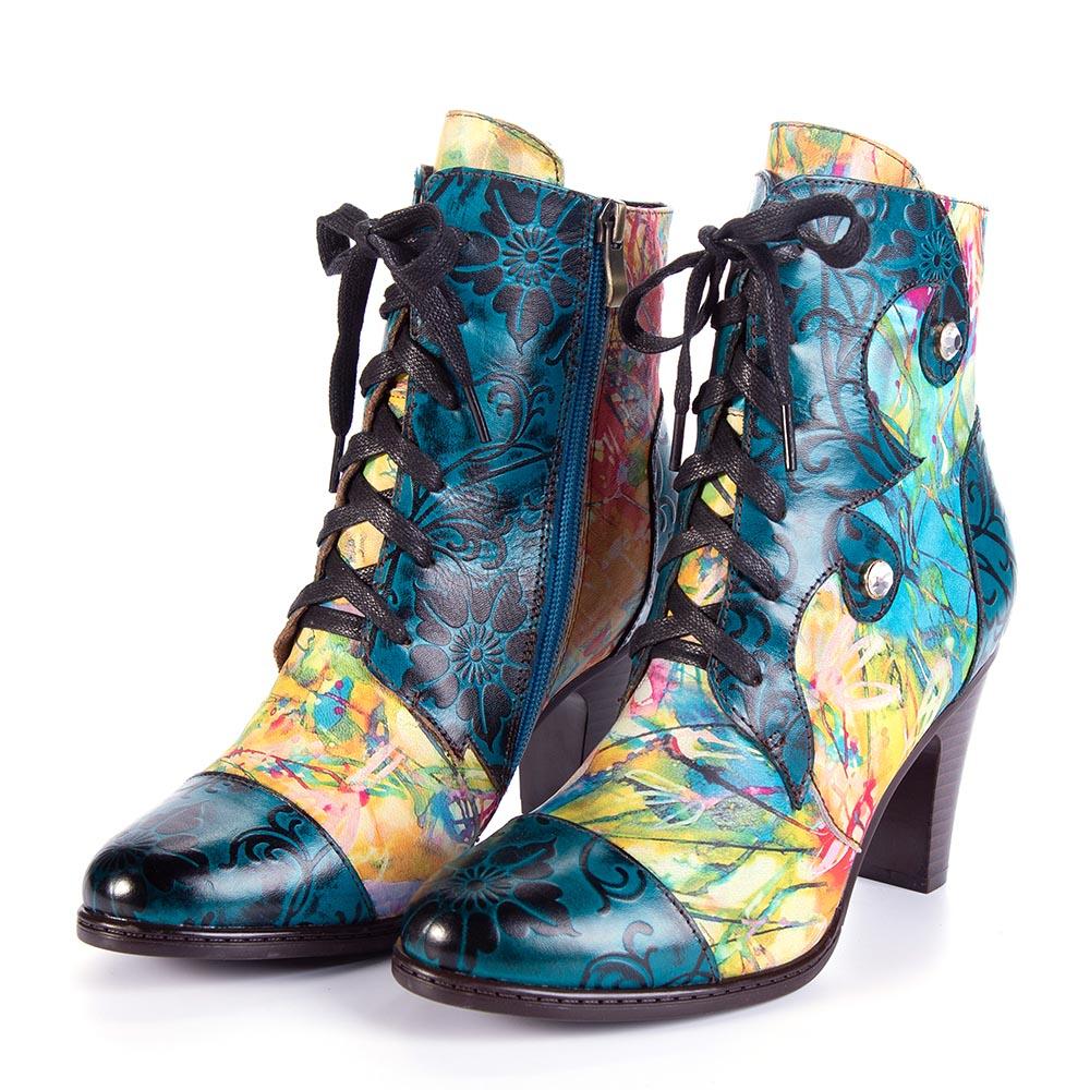 Retro Hand painted Leather Boots – product view 1