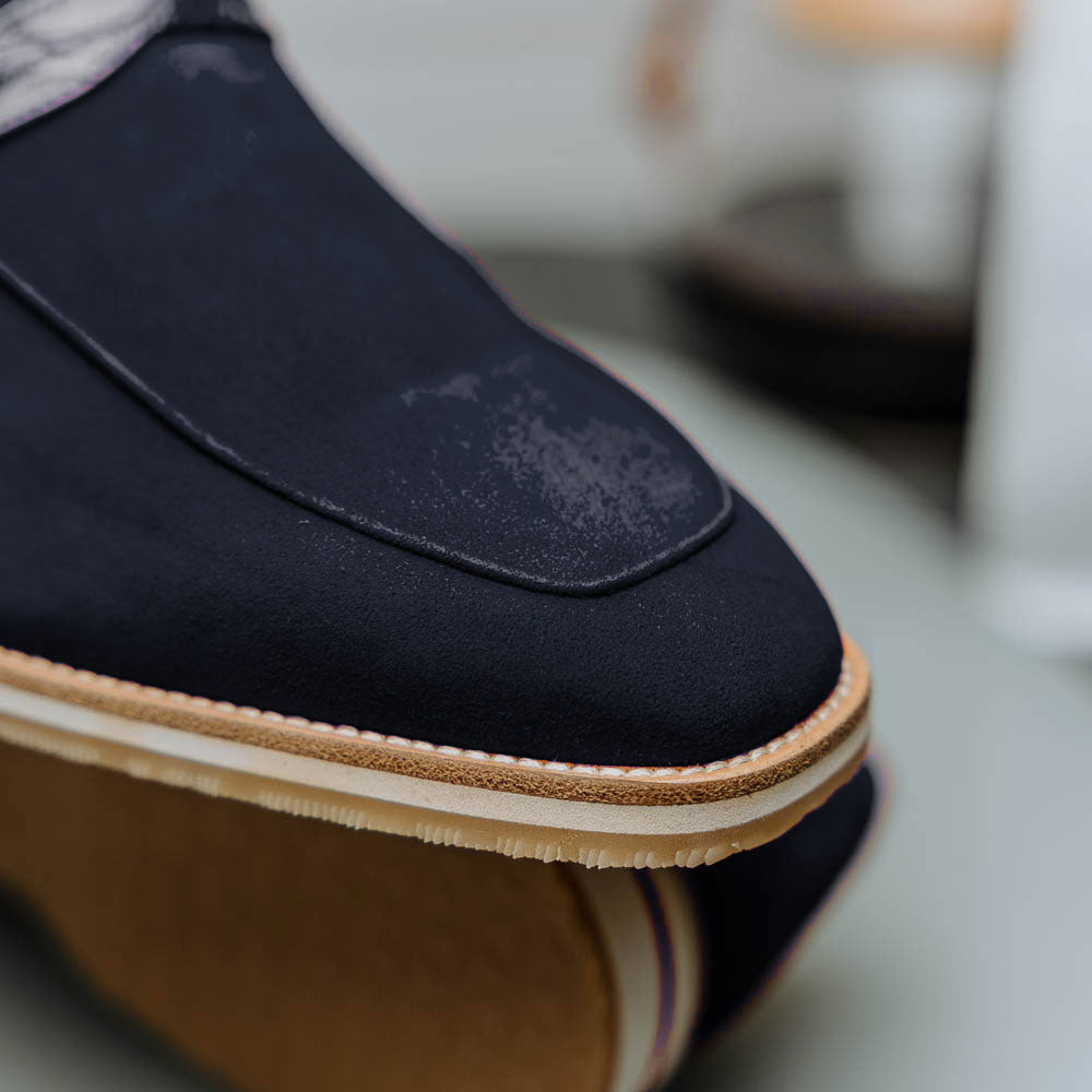 Zelli Italia 11-020-NVY MEO 3 Sueded Goatskin Penny Loafer, Navy View 13