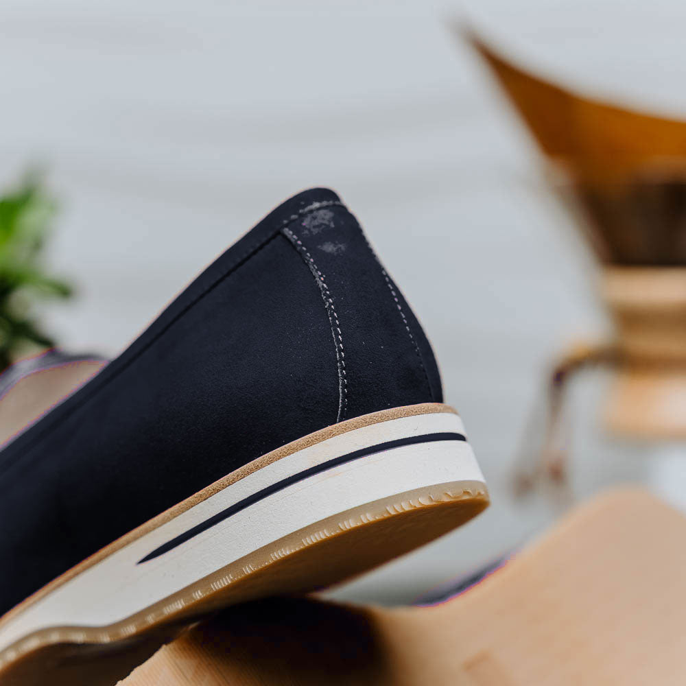 Zelli Italia 11-020-NVY MEO 3 Sueded Goatskin Penny Loafer, Navy View 15